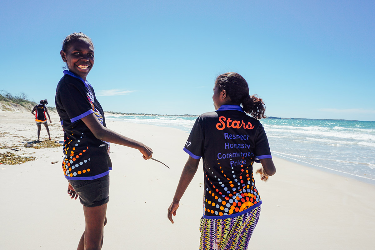Stars Foundation students on a beach Stars Foundation students on a beach